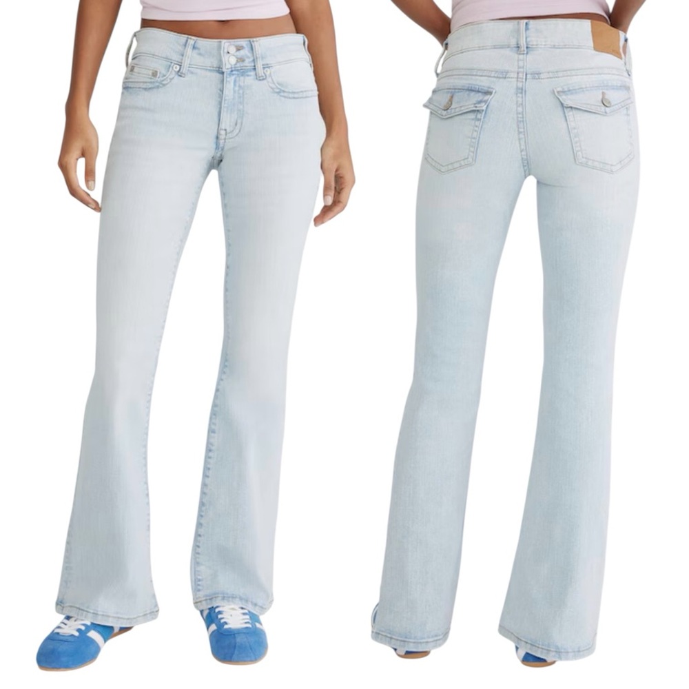 Aeropostale Light Blue Low-Rise Y2K Style Stretch Denim Flare Jeans